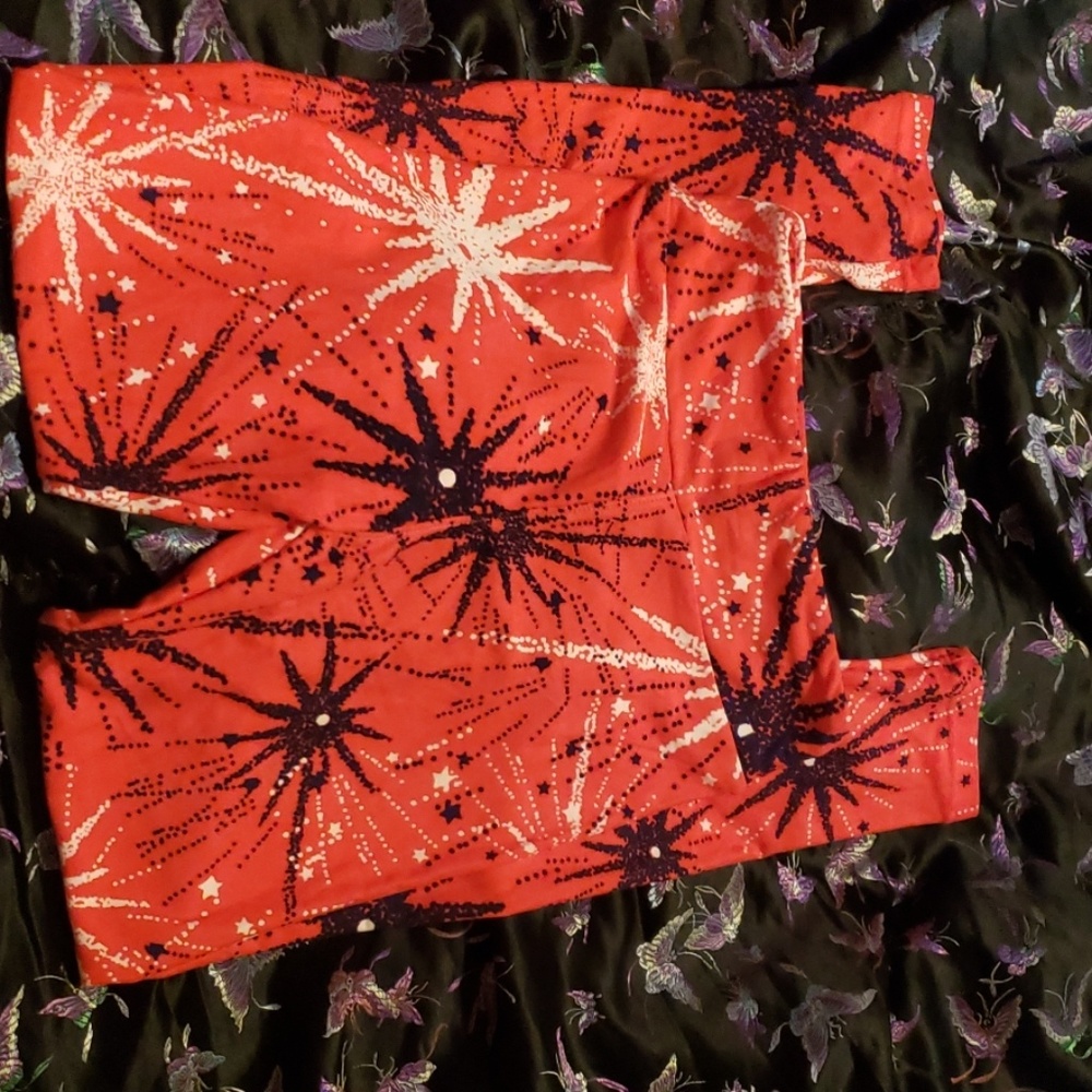 💙LuLaRoe Red Fireworks Americana Legging